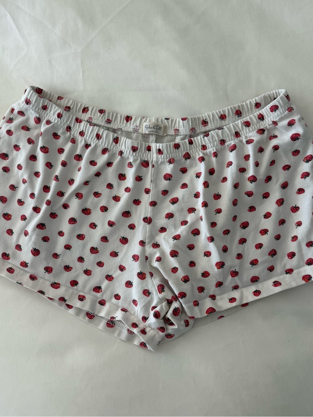 Brandy Melville White Strawberry-Print Sleep Shorts